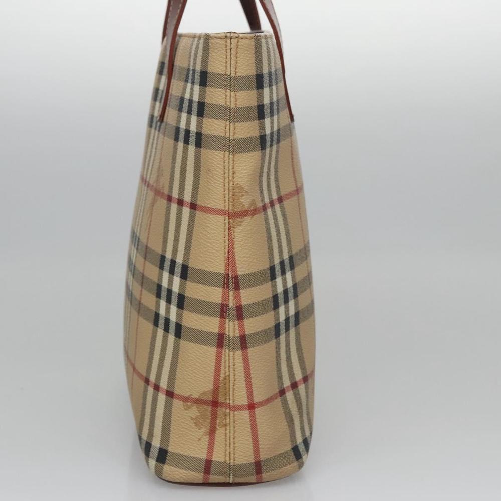 BURBERRY Nova Check Hand Bag PVC Beige Brown gold Auth 110504 - Picture 6 of 16